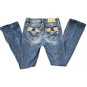 Miss Me gold flower bootcut jean 29